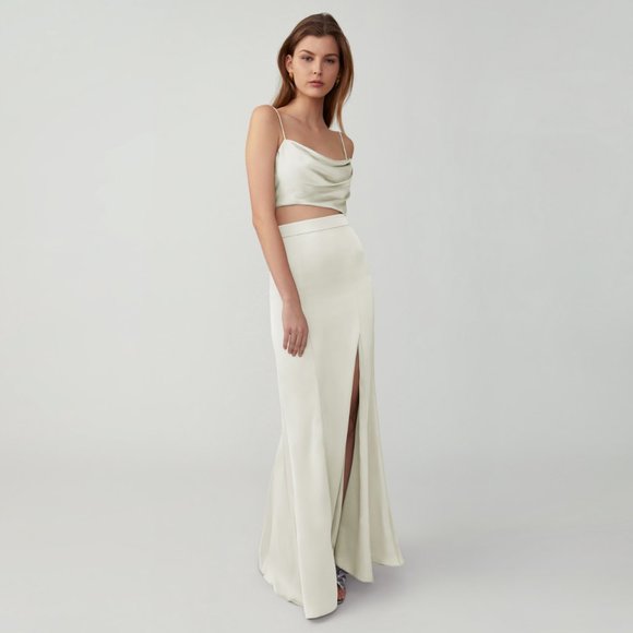 FAME AND PARTNERS drape front set top and skirt